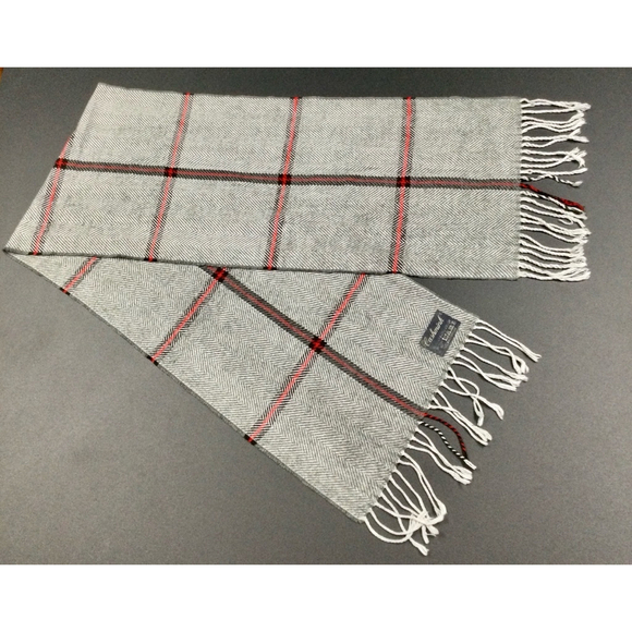 Vintage Cashmink Scarf, Unisex, Gray and‎ Red, OS - Picture 2 of 9